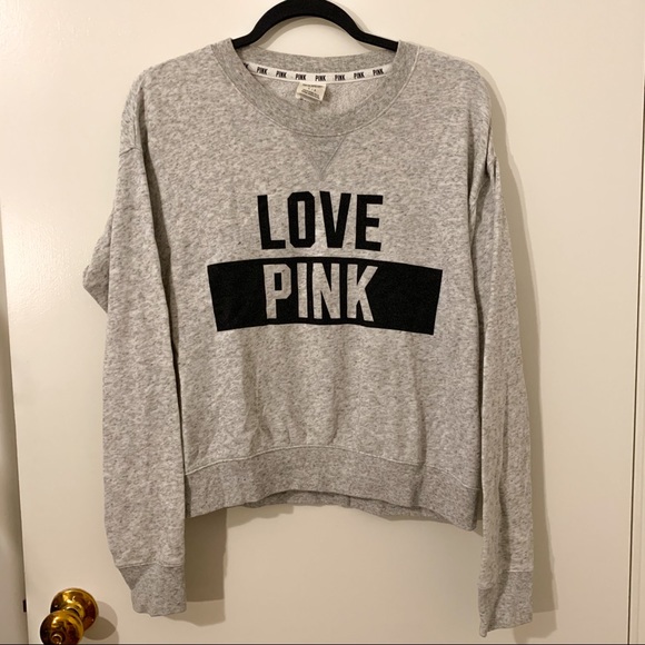 PINK Gray Crew Neck Sweatshirt Size S - Picture 2 of 4